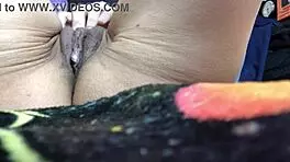 creamy orgasm from self fuck with buttplug and anal toys close up