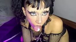 Young Brunette Squirts Hard On Big Toy And Sucks Her Cum