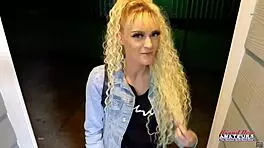 Petite blonde hottie finger fucks her pussy and sucks a hard cock