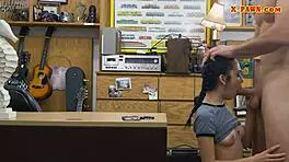 Slim teen gets drilled by pawnshop owner in intriguing pov encounter
