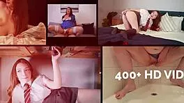 Skinny British redhead fucked hard and swallows cum in uniform!