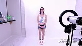 Shy model with purple hair gets fucked at a modeling audition