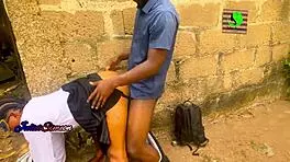 Lagos schoolgirl rides big black cock in cowgirl, gets creampie and anal.