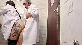 hot nurse sneaks to hospital bathroom with doctor for deepthroat action