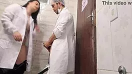 hot nurse sneaks to hospital bathroom with doctor for deepthroat action