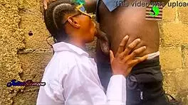 Lagos schoolgirl rides big black cock in cowgirl, gets creampie and anal.