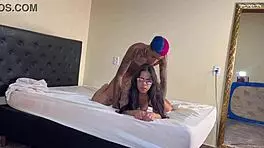 After the beach, intimate moment in the bathroom with Lunna Geek, feeling the warmth.