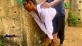 Lagos schoolgirl rides big black cock in cowgirl, gets creampie and anal.