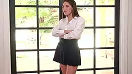 Brunette teen 18+ licks ass then scissors with tutor.