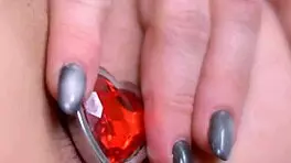 My18Teen - Brunette Girl with Saggy Tits Uses Anal Butt Plug and Dildo.