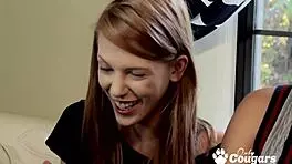 missy martinez casually sticks her tongue into pepper kester's fire crotch, licking away.