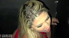 young wife used in gloryhole, husband watches excitedly