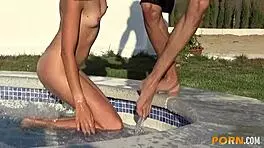 Welcome to porn, rookie, blonde says as she rides his cock outdoors.