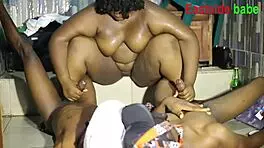 African BBW arranges a steamy blowjob challenge with ebony studs.