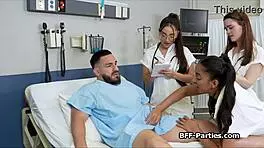 naughty doctors feasting on patient's big dick at hospital party
