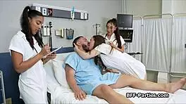 naughty doctors feasting on patient's big dick at hospital party