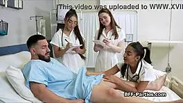 naughty doctors feasting on patient's big dick at hospital party