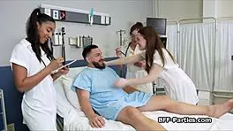 naughty doctors feasting on patient's big dick at hospital party