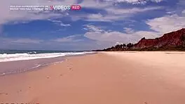 wild german babe gags on big cock at nudist beach