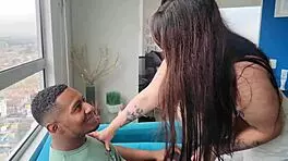 Beautiful blue-eyed Jennie with huge tits gets fucked by her roommate