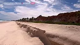 wild german babe gags on big cock at nudist beach