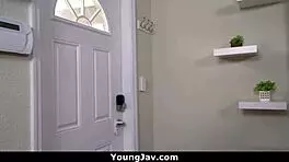 Young teen enjoys solo fun with remote vibrator