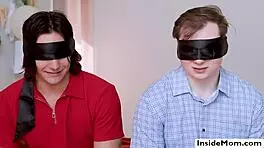Holy Hell, Two MILFs Blindfold Stepsons and Ride Their Hard Dicks Wildly!