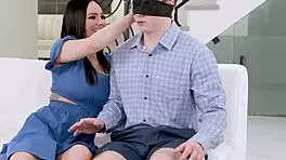 Holy Hell, Two MILFs Blindfold Stepsons and Ride Their Hard Dicks Wildly!