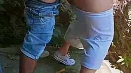 Happy year, horny fucks behind abandoned house.