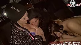 Uh, I swear this public street casting got wild with a German teen 18+ flashing big tits outdoors!