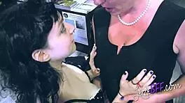 Lezzie best friends: dominant milf uses newbie and plays with toy.