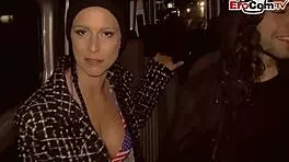 Uh, I swear this public street casting got wild with a German teen 18+ flashing big tits outdoors!