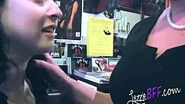 Lezzie best friends: dominant milf uses newbie and plays with toy.