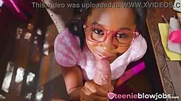 wow, petite ebony teen Destiny Marshall, suck that big cock for your tutor!