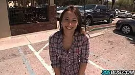 19 Year Old Brunette Takes Hard Fucking in Public Car Action. What a Thrill!