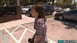 19 Year Old Brunette Takes Hard Fucking in Public Car Action. What a Thrill!