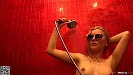 Young Blond Girl Masturbating In Shower!