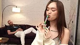 Tiny 18+ Asian Babe Begs for Rough Doggystyle Pounding