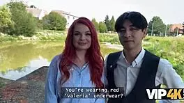 Wow! Sexy Redhead Miss Olivia Flashes Red Lingerie and Screws in Public Before Her Boyfriend