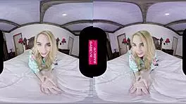ivy jones tantalizes with her big tits while playing deep in her pussy with a dildo in vr.