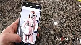 Girl with freckles teases step bro with nudes, but he can't wait! 😏