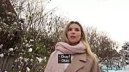 Public Agent picks up cute blonde for outdoor POV blowjob and hardcore sex in secret spot with big dick