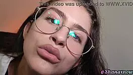 hot latina secretary in glasses indulges smoke fetish