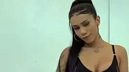 filling the brunette brazilian's pussy with cum in sheer red