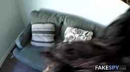 i watch this adorable latina ride her employer's big cock in the office, her small tits bouncing, and he cums on her. so hot!