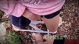 Teen Enjoys Outdoor Masturbation And Handjob