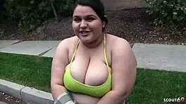 fat chubby mexican girl with biggest ass and tits pick up and seduce to interracial fuck