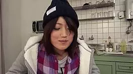 Petite Japanese step-sister offers her virgin step-brother a wet first-time blowjob in raw uncensored jav