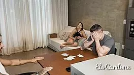 Cuckold watches wife get intensely fucked doggystyle by big cock at table