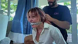 this tied-up babe is helpless in bondage. she has to obey every tickle on her cute feet.